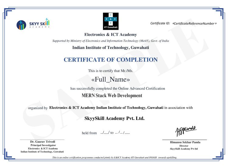 E&ICT Guwahati certificate