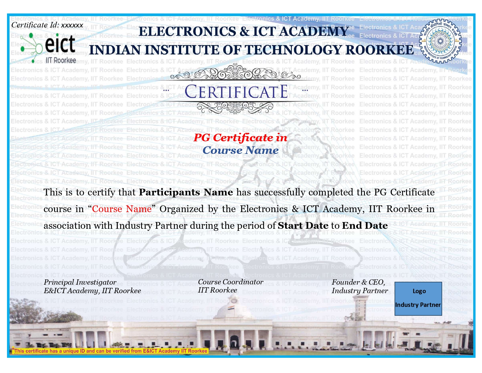 E&ICT Roorkee certificate
