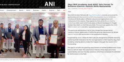 Skyy Skill Academy Signed MoU with Automotive Skills Development Council (ASDC) at the Bharat Mobility Global Expo 2024 has been featured in ANI 