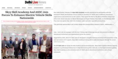 Skyy Skill Academy Signed MoU with Automotive Skills Development Council (ASDC) at the Bharat Mobility Global Expo 2024 has been featured in Delhi Liv